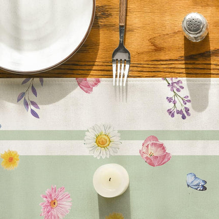 Vase Bloom Tulip Lavender Summer Table Runner, Seasonal Spring Kitchen Dining Table Decoration for Home Party Decor 13x72 Inch.
