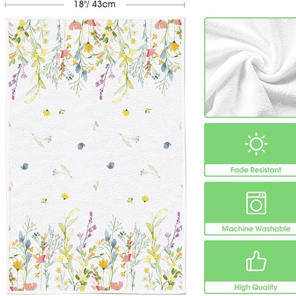 Wildflower Floral Spring Kitchen Towels Dish Towels, 18x26 Inch Farmhouse Summer Decoration Hand Towels Set of 2.