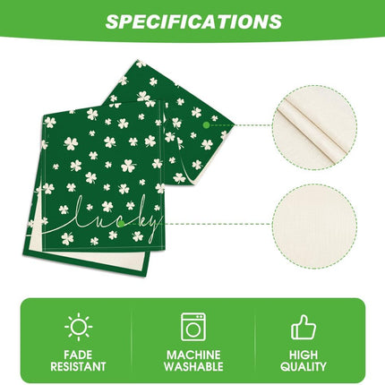 Green Lucky Shamrock St. Patrick's Day Table Runner, Seasonal Spring Holiday Kitchen Dining Table Decoration for Indoor Outdoor Home Party Decor 13 x 72 Inch.