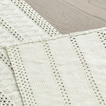 Beige Farmhouse Woven Rustic Hollow Table Runner, Seasonal Holiday Hollow Kitchen Dining Table Decoration for Home Party Decor 12x72 Inch.