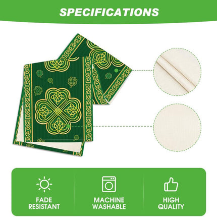 Green Stripes Shamrocks 210 GSM St.Patrick's Day Table Runner, Seasonal Spring Kitchen Dining Table Runner for Home Party Decor 13x72 Inch.