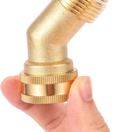 45 Degree Garden Hose Elbow, Eliminates Stress and Strain On RV Water Intake Hose Fittings, 3/4" GHT and Solid Brass, 2 Pack.