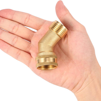 45 Degree Garden Hose Elbow, Eliminates Stress and Strain On RV Water Intake Hose Fittings, 3/4" GHT and Solid Brass, 2 Pack.