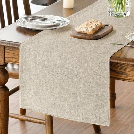 Light Brown Table Runner, Seasonal Fall Washable Kitchen Dining Table Decoration for Home Party Decor 13x72 Inch.