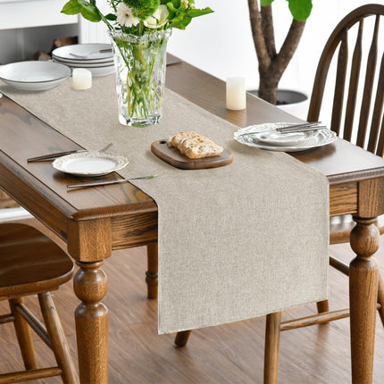 Light Brown Table Runner, Seasonal Fall Washable Kitchen Dining Table Decoration for Home Party Decor 13x72 Inch.