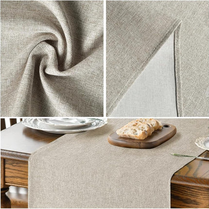 Light Brown Table Runner, Seasonal Fall Washable Kitchen Dining Table Decoration for Home Party Decor 13x72 Inch.