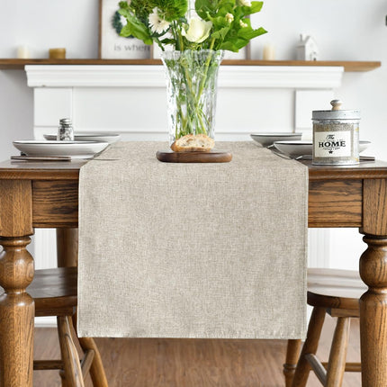 Light Brown Table Runner, Seasonal Fall Washable Kitchen Dining Table Decoration for Home Party Decor 13x72 Inch.