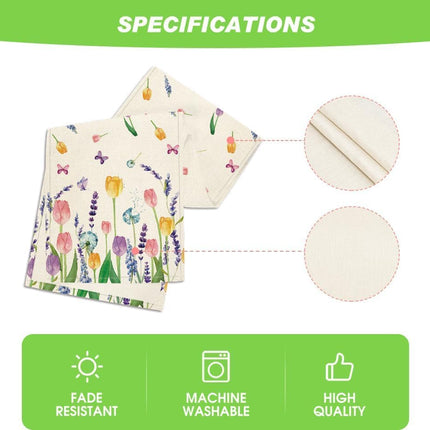 Lavender Tulip Summer Table Runner, Spring Seasonal Anniversary Holiday Kitchen Dining Table Decoration for Indoor Outdoor Home Party Decor 13 x 72 Inch.