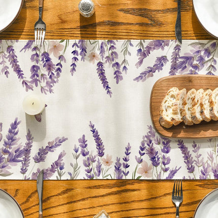 Purple Lavender Floral Butterflies Spring Table Runner, Seasonal Summer Kitchen Dining Table Decoration for Home Party Decor 13x72 Inch.