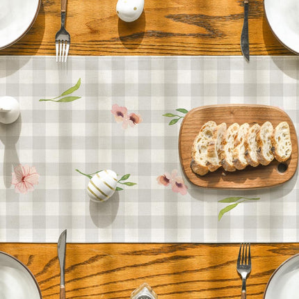 Buffalo Plaid Bunny Rabbit Ears Flower Easter Table Runner, Spring Summer Seasonal Holiday Kitchen Dining Table Decoration for Indoor Outdoor Home Party Decor 13 x 72 Inch.