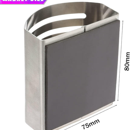 2 Pack Magnetic Modern Pen and Pencil Holder, Metal Writing Utensil Storage Organizer for Kitchen, Locker, Home, or Office, 3.25" x 1.75" x 3.50", Brushed Stainless Steel.