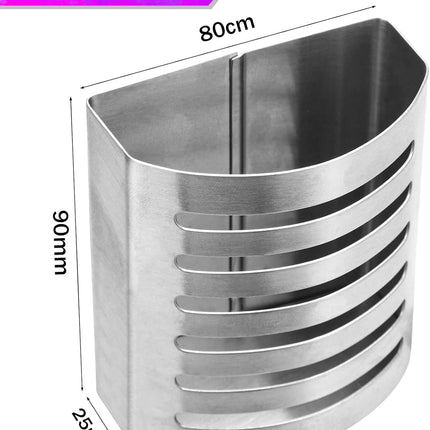 2 Pack Magnetic Modern Pen and Pencil Holder, Metal Writing Utensil Storage Organizer for Kitchen, Locker, Home, or Office, 3.25" x 1.75" x 3.50", Brushed Stainless Steel.