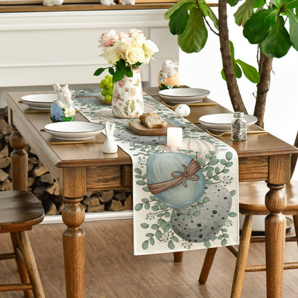 Eucalyptus Egg Easter Table Runner, Spring Kitchen Dining Table Decor for Indoor Outdoor Home Party Decor 13x72 Inch.