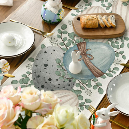 Eucalyptus Egg Easter Table Runner, Spring Kitchen Dining Table Decor for Indoor Outdoor Home Party Decor 13x72 Inch.