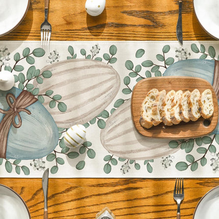 Eucalyptus Egg Easter Table Runner, Spring Kitchen Dining Table Decor for Indoor Outdoor Home Party Decor 13x72 Inch.