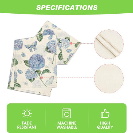Hydrangea Butterfly Summer Table Runner, Seasonal Spring Holiday Kitchen Dining Table Decoration for Home Party Indoor 13x72 Inch.