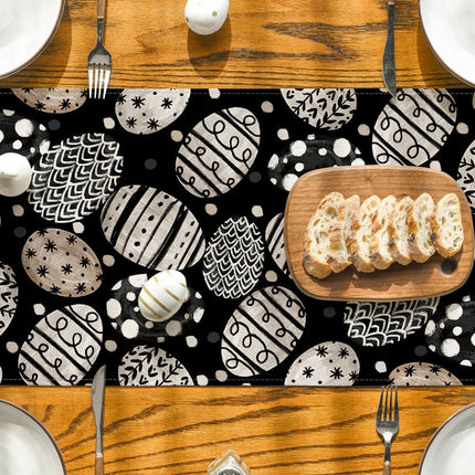 Bunny Rabbit Eggs Flowers Easter Table Runner, Seasonal Spring Kitchen Dining Table Decoration for Home Party Decor 13x72 Inch.