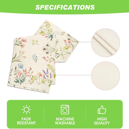 Flowers Floral Summer Table Runner, Seasonal Spring Fall Kitchen Dining Table Decoration for Home Party 13x72 Inch.