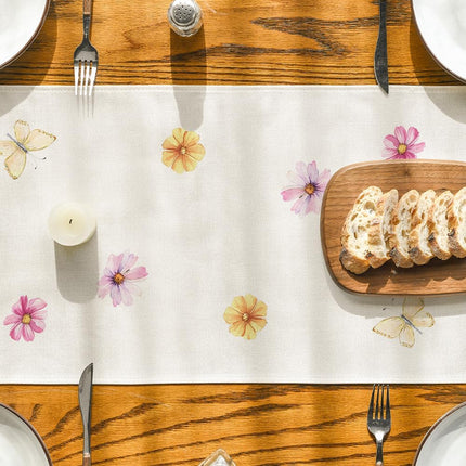 Flowers Butterfly Spring Table Runner, Seasonal Summer Kitchen Dining Table Decoration for Home Party Decor 13x72 Inch.