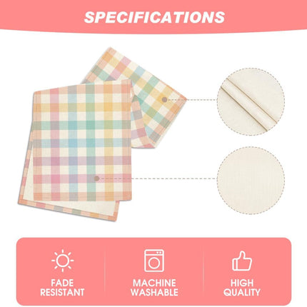 Blue Pink Yellow Buffalo Plaid Easter Table Runner, Daily Holiday Check Kitchen Dining Table Decoration for Home Party Outdoor 13x72 Inch.