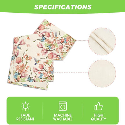 Flowers Bird Butterfly Spring Table Runner, Seasonal Kitchen Dining Table Decoration for Home Party Decor 13x72 Inch.