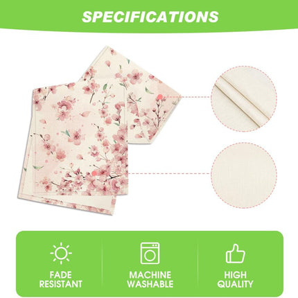 Floral Cherry Blossoms Branches Summer Table Runner, Seasonal Spring Kitchen Dining Table Decoration for Home Party Decor 13x72 Inch.