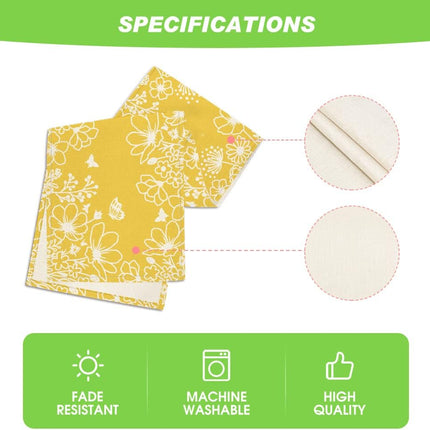 Yellow Bloom Flowers Butterfly Spring Table Runner, Seasonal Holiday Kitchen Dining Table Decoration for Home Party Indoor 13x72 Inch.
