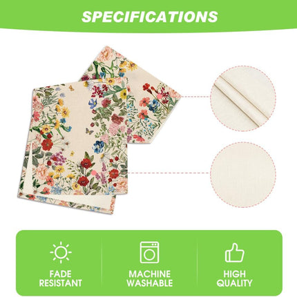 Plants Floral Butterfly Valentine's Day Table Runner, Anniversary Wedding Kitchen Dining Table Decoration for Home Party Decor 13x72 Inch.