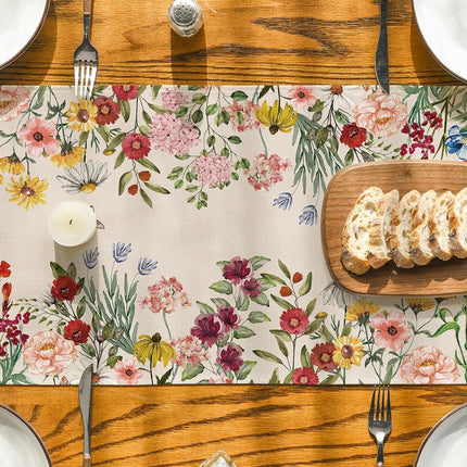 Plants Floral Butterfly Valentine's Day Table Runner, Anniversary Wedding Kitchen Dining Table Decoration for Home Party Decor 13x72 Inch.