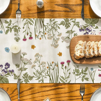 Flowers Spring Table Runner, Seasonal Kitchen Dining Table Decoration for Home Party Decor 13x72 Inch.