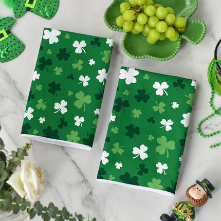 Green Clover Shamrock St. Patrick's Day Kitchen Towels Dish Towels, 18x26 Inch Farmhouse Holiday Spring Decoration Hand Towels Set of 2.