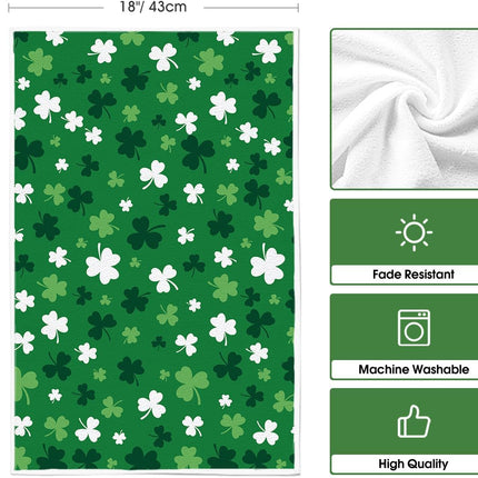 Green Clover Shamrock St. Patrick's Day Kitchen Towels Dish Towels, 18x26 Inch Farmhouse Holiday Spring Decoration Hand Towels Set of 2.