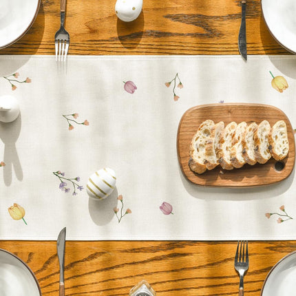 Bow Bunny Eggs Happy Easter Table Runner,Seasonal Spring Flowers Carrots Kitchen Dining Table Decoration for Home Party Decor 13x72 Inch.