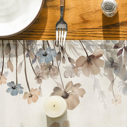 Brown Poppy Flowers Floral Blossom Summer Table Runner, Fall Kitchen Dining Table Decoration for Home Party Decor 13x72 Inch.