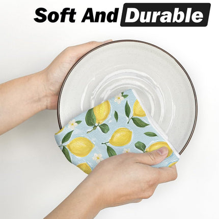 Lemon Flower Summer Kitchen Towels Dish Towels, 18x26 Inch Seasonal Summer Decoration Hand Towels Set of 2.