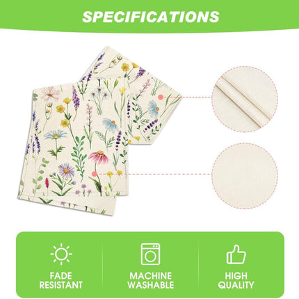 Wildflowers Floral Eucalyptus Spring Table Runner, Seasonal Summer Kitchen Dining Table Decoration for Home Party Decor 13x72 Inch.