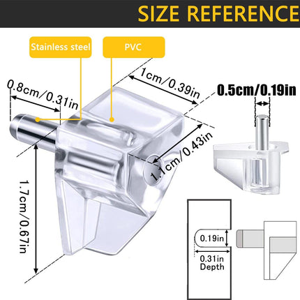 5 Millimeters Shelf Support Peg，Support Cabinet Shelf Pins，Clear Plastic Replacement Peg Cabinet Shelf Supports Pins for Kitchen Furniture Book Shelves Shelf Holder Locking Pins (20 Pieces).
