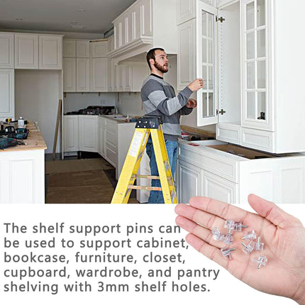 5 Millimeters Shelf Support Peg，Support Cabinet Shelf Pins，Clear Plastic Replacement Peg Cabinet Shelf Supports Pins for Kitchen Furniture Book Shelves Shelf Holder Locking Pins (20 Pieces).