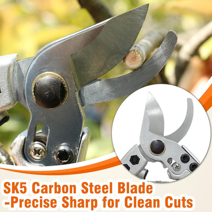 8" Bypass Prunning Shear Garden Scissors, SK5 Sharp Precision Cut Steel Blade Pruner, Blade Lock.