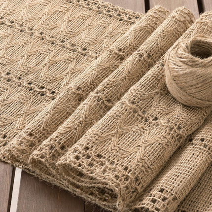 Boho Table Runner Valentine's Day Farmhouse Burlap Jute Bamboo Rustic Dining Kitchen Centerpiece Decor Small Macrame Woven Coffee Table Runner for Dresser Scarf Home Decor 12x36 inch.