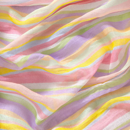 Easter Spring Table Runner Pastel Stripe Floral Cheesecloth Gauze 120 Inch Rustic Boho Cheese Cloth Runner for Wedding Party Baby Bridal Shower Decoration Holiday Home Decorations.