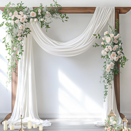 Wedding Arch Draping Fabric 1 Panel 29" x 19Ft Ivory Sheer Chiffon Curtain Drapes 6 Yards for Wedding Ceremony Birthday Party Decoration.