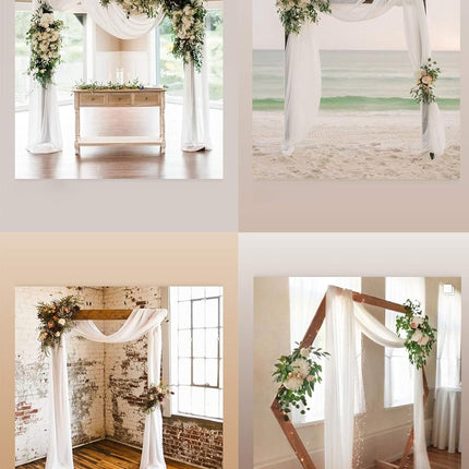 Wedding Arch Draping Fabric 1 Panel 29" x 19Ft Ivory Sheer Chiffon Curtain Drapes 6 Yards for Wedding Ceremony Birthday Party Decoration.