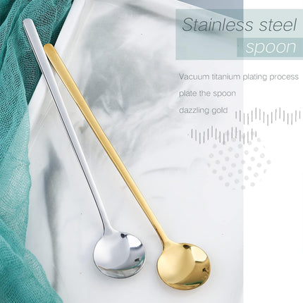 4 Pack Stainless Steel Coffee Spoon, 6.7 Inch Stirring Spoons, Cocktail Stirring Spoons for Coffee Tea Dessert Cake Ice Cream Cappuccino (Silver).