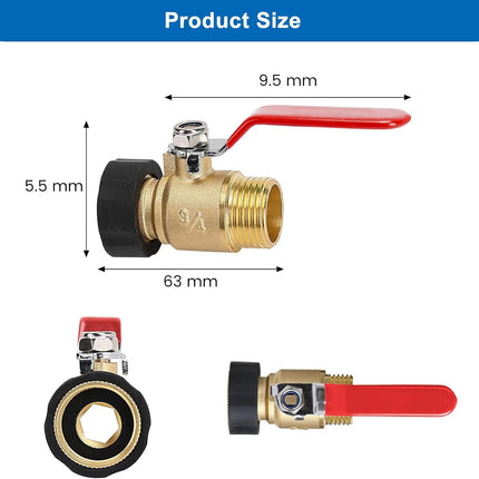 Garden Hose Shut Off Valve, 3/4" GHT Water Hose Shut Turn Off Valve, Heavy Duty Brass Valve Garden Hose Ball Valve With Stainless Steel Long Handle.