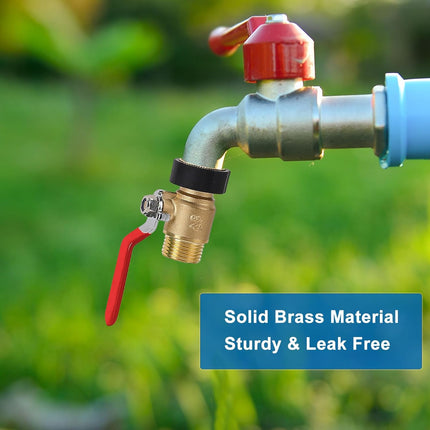 Garden Hose Shut Off Valve, 3/4" GHT Water Hose Shut Turn Off Valve, Heavy Duty Brass Valve Garden Hose Ball Valve With Stainless Steel Long Handle.
