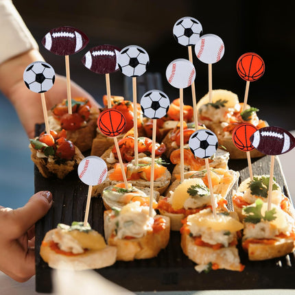 100 Pack Baseball Toothpicks, 4.7 Inch Bamboo Cocktail Picks, Bamboo Toothpicks for Sports Catered Event Birthday Themed Party Decorations.