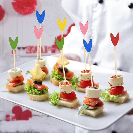 100 Pack Tulip Toothpicks for Appetizers, 4.7 Inch Natural Bamboo Cocktail Picks for Cake Dessert Food Picks Wedding Birthday Party Decoration.