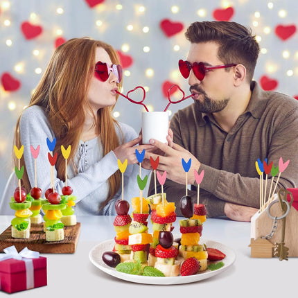 100 Pack Tulip Toothpicks for Appetizers, 4.7 Inch Natural Bamboo Cocktail Picks for Cake Dessert Food Picks Wedding Birthday Party Decoration.