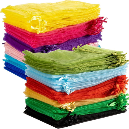 120PCS Organza Bags 4''x6'' - Muticolor Small Sachet Jewelry Gift Favor Bags Drawstring Mesh Bags Gifts Valentines Wedding Eid Mubarak Halloween Eve Christmas New Year Party Candy Fruit Wrap Bulk.